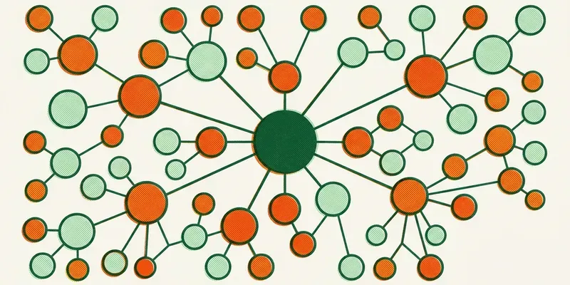 Network diagram showing interconnected agency partnerships with central hub