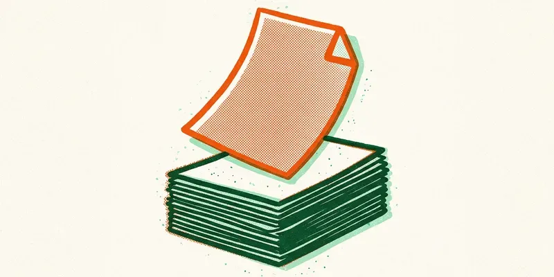 Document emerging from stack representing partner aggregation and standardized workflows