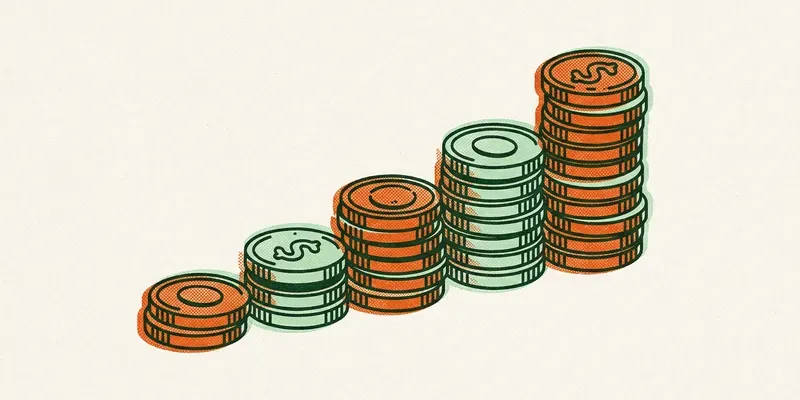 Growing stack of coins representing increasing written premium revenue for insurance networks